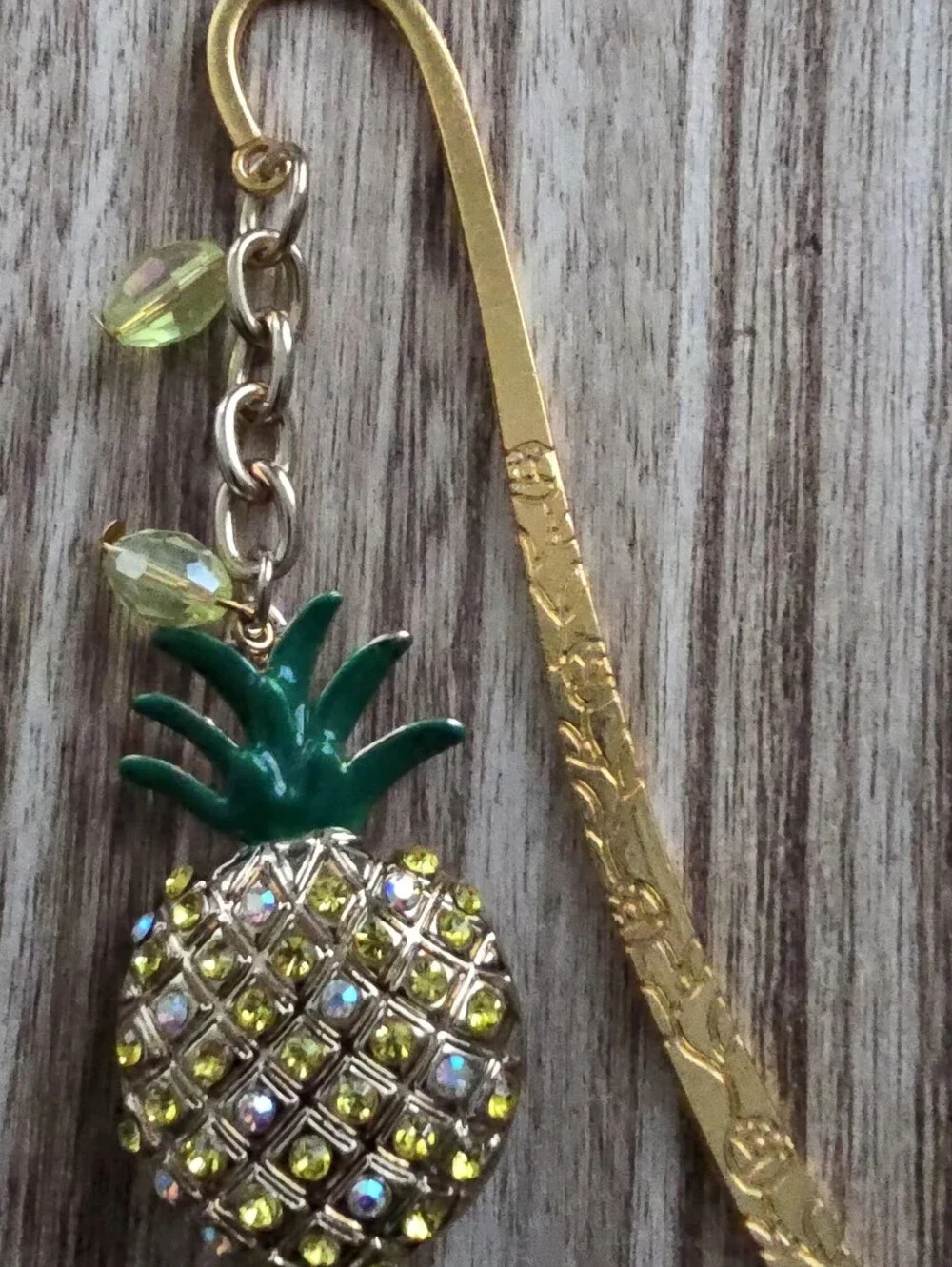 Pineapple Crystal Charm Bookmark